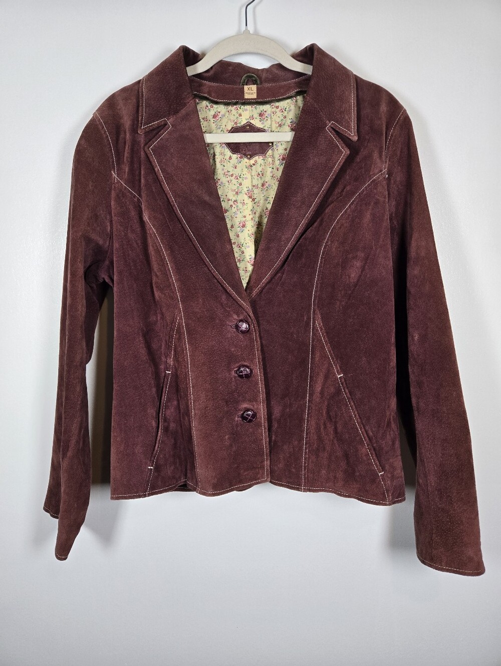 Vintage 90s Y2K Wilsons Leather Plum Genuine Suede Jacket Size XL